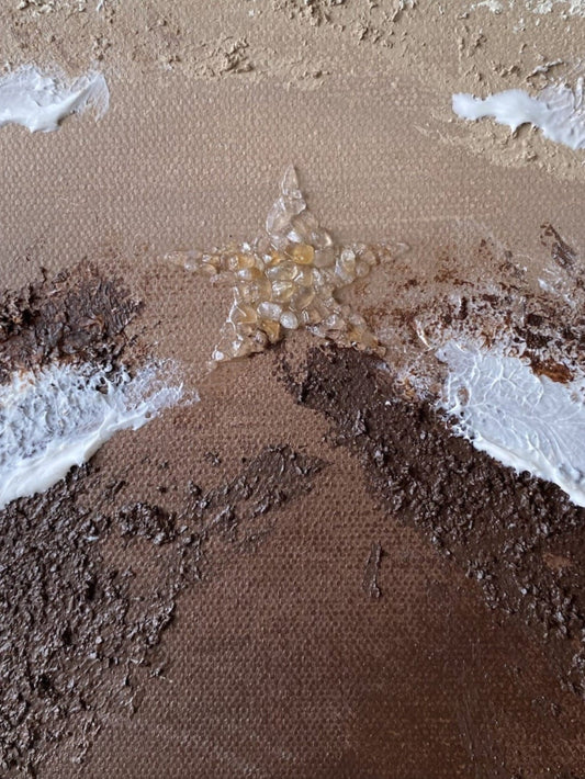 Close-up of "Body of Water No. 2" showcasing clear crystal quartz embellishments and sculpted coastal textures.