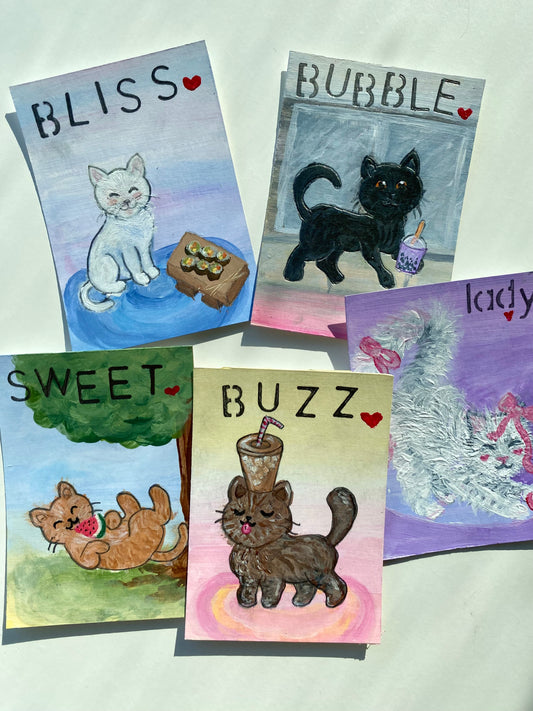 Mystery Cat – Original Art Card Painting | Collectible ACEO