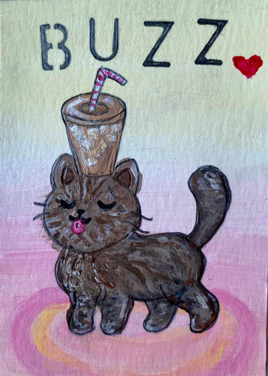 Kitty – Original Art Card Painting | Collectible ACEO