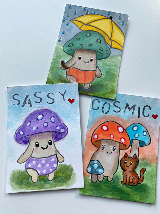 Mystery Shroom – Original Art Card Painting | Collectible ACEO