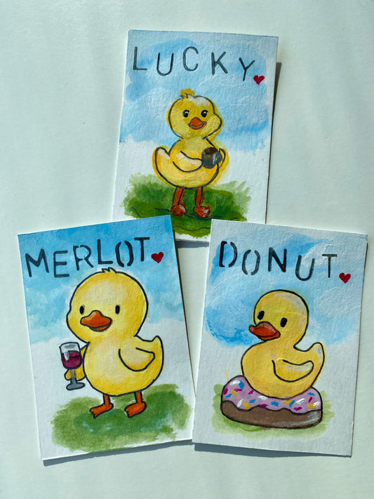 Mystery Duck – Original Art Card Painting | Collectible ACEO