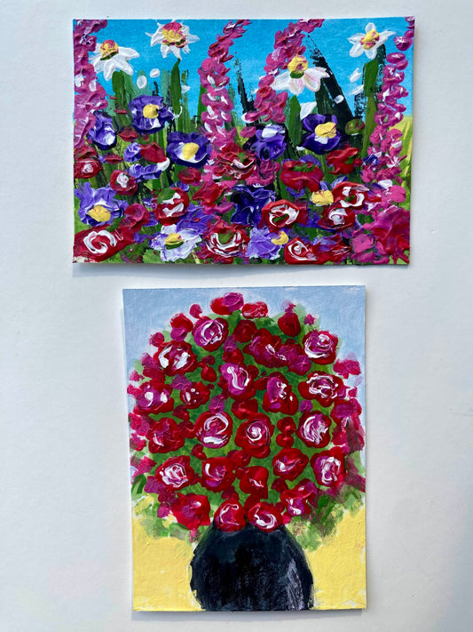 Mystery Flowers – Original Art Card Painting | Collectible ACEO