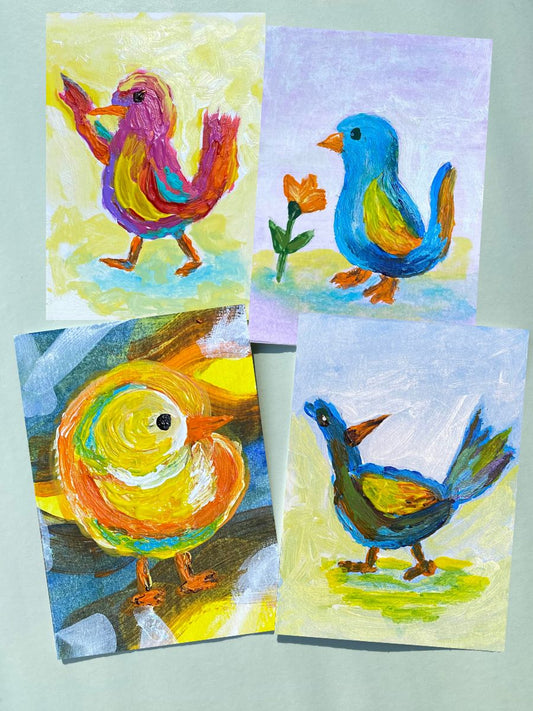 Mystery Bird – Original Art Card Painting | Collectible ACEO