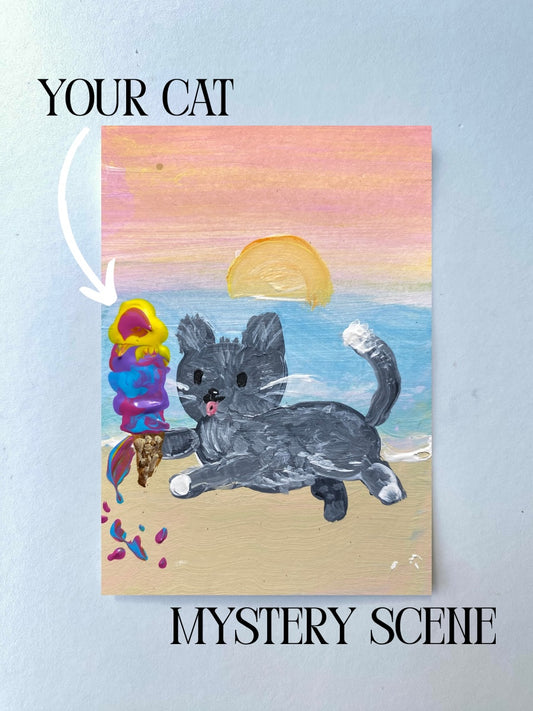 Your Cat in a Mystery Scene – Original Art Card Painting | Collectible ACEO