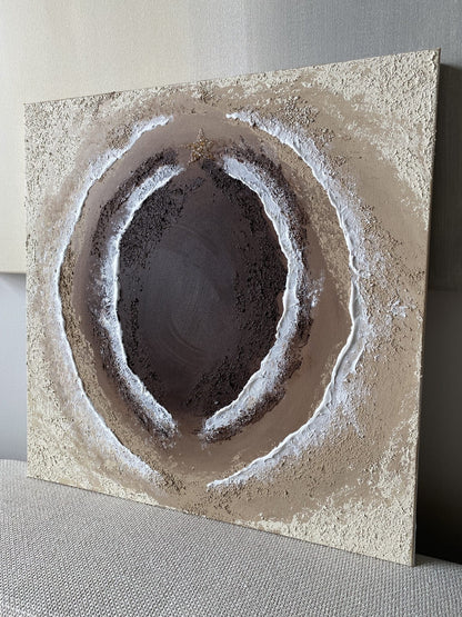 Angled side view of "Body of Water No. 2" highlighting gallery-depth canvas and dimensional textured layers.